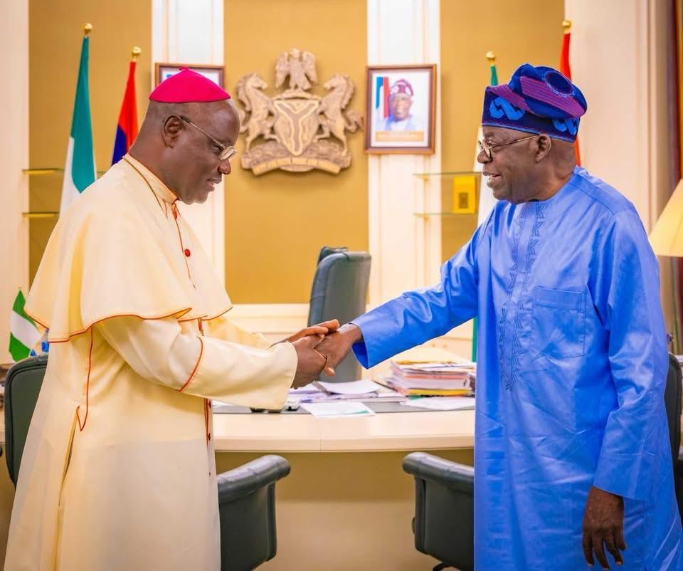 Tinubu meets Archbishop Kaigama at State House Abuja