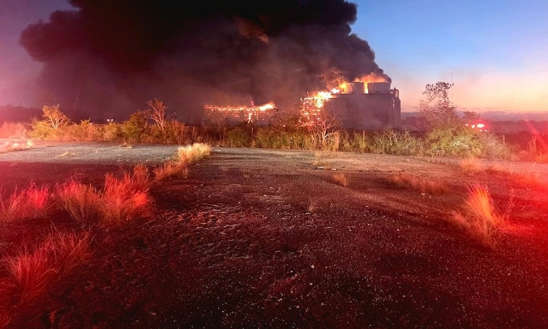 Massive Fire Burns at Decommissioned Texas Power Plant