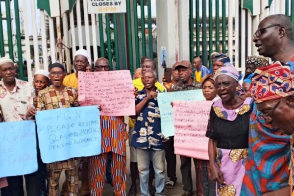 Nigerian pensioners protesting over unpaid arrears