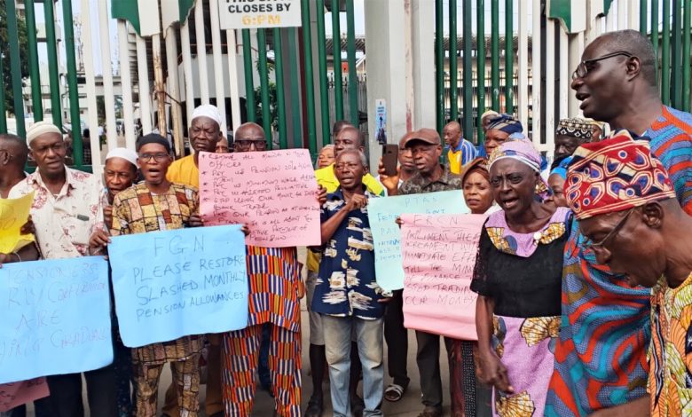 Nigerian pensioners protesting over unpaid arrears