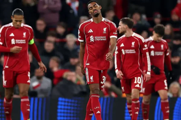 Liverpool vs PSV match at Anfield with players in action