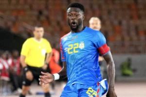 DR Congo players celebrate winning goal against Cameroon in World Cup qualifier