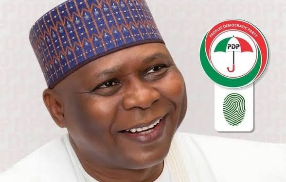 New PDP chairman Kabiru Turaki addressing delegates at Ibadan convention