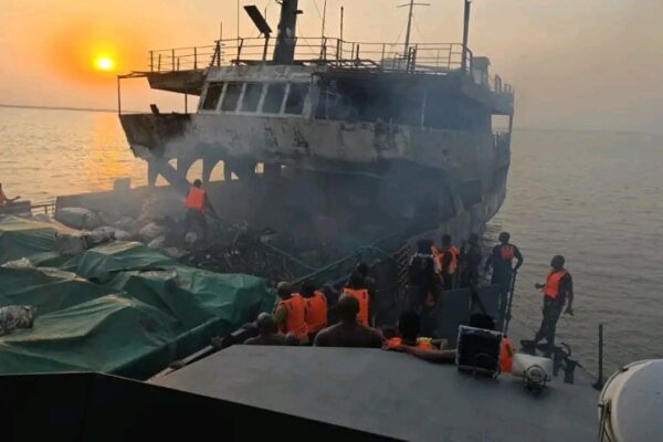 Navy Saves 20 Crew Members After Vessel Catches Fire in Cross River