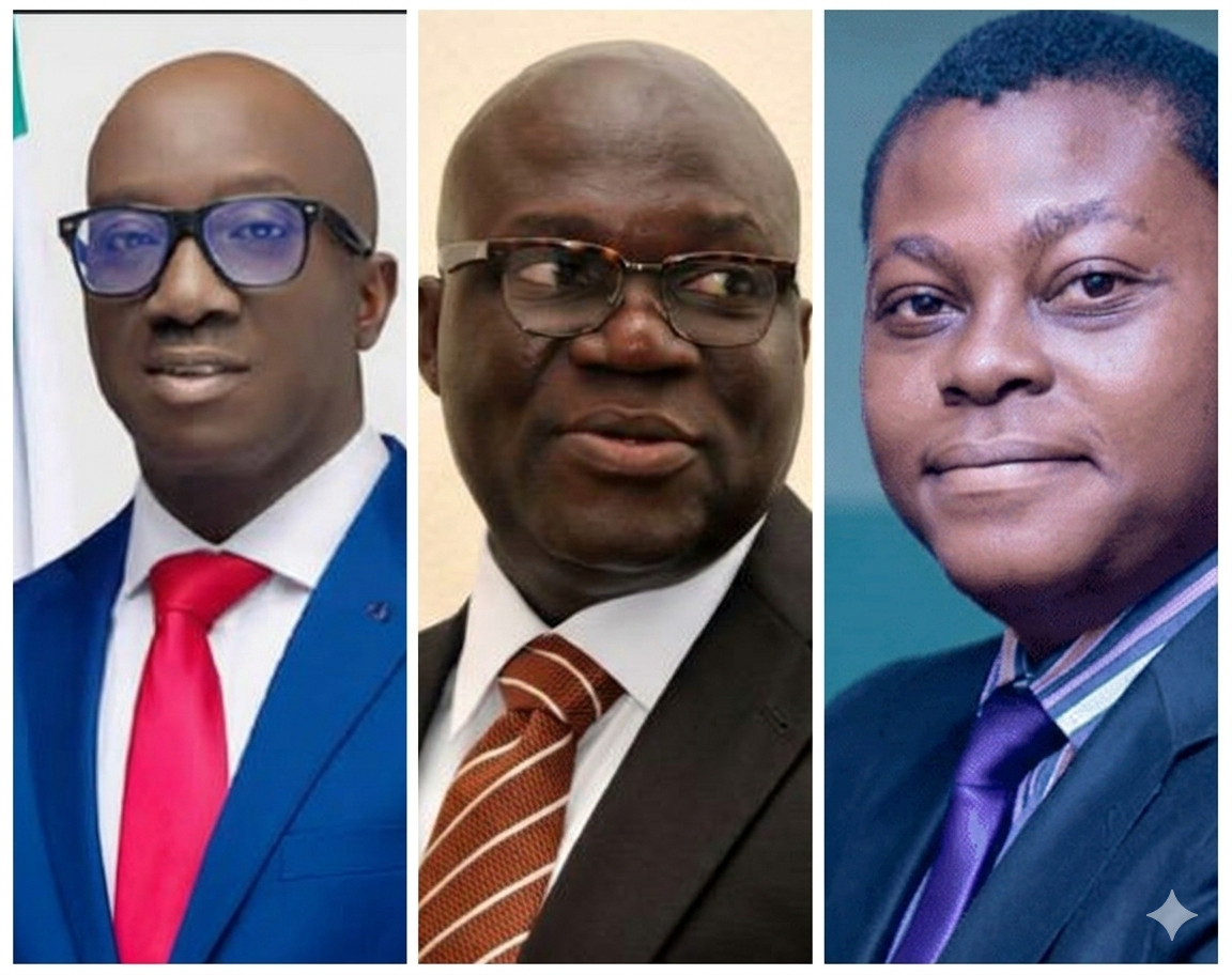 A collage picture of Okpebholo, Abati and Oseni