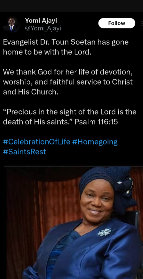 Toun Soetan was a highly respected evangelist and worship leader with a ministry that spanned decades