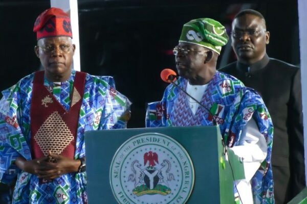 Tinubu speaking at the APC national convention