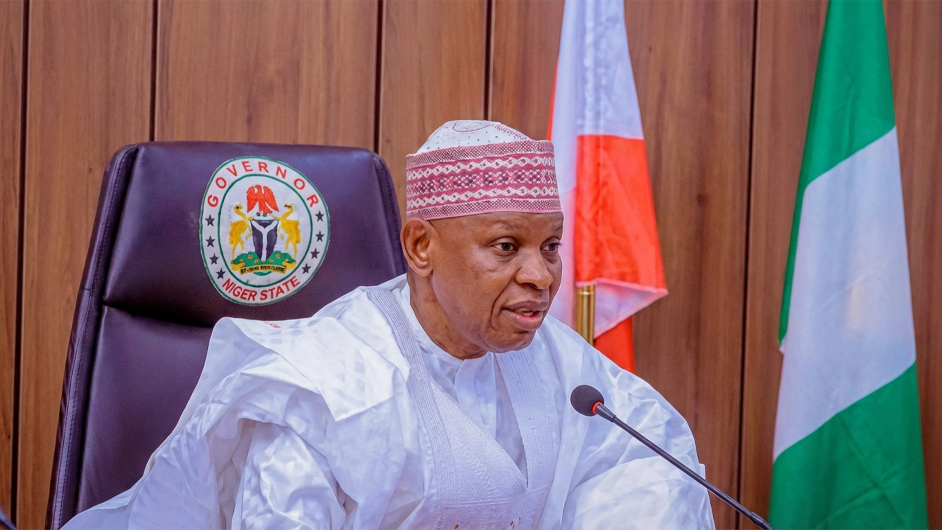 Kano State Governor Abba Kabir Yusuf addressing political stakeholders on peaceful and issue-based campaigns.