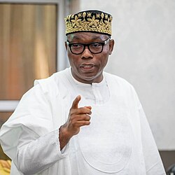 SDP presidential candidate Adewole Adebayo speaking about his nationwide solar power plan during a television interview.