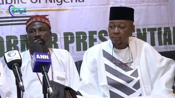 Former presidential candidates calling on President Bola Tinubu to restore fuel subsidy during an Abuja briefing.
