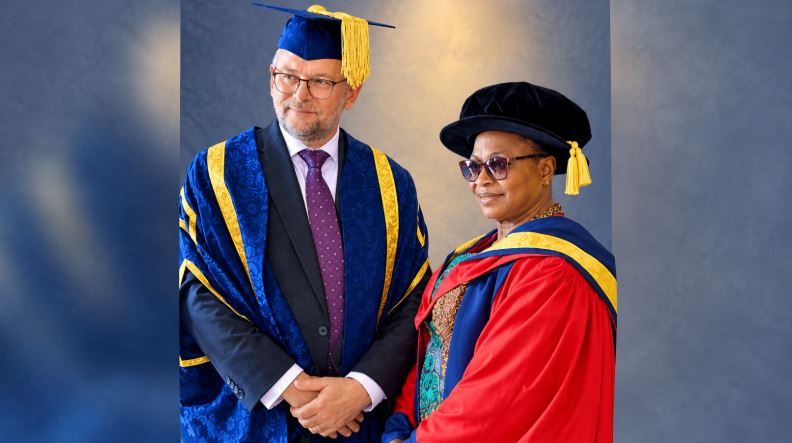 Apostle Folorunso Alakija receiving her honorary doctorate degree at the University of Buckingham.